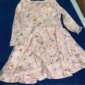 Pink dress with foxes and greenery